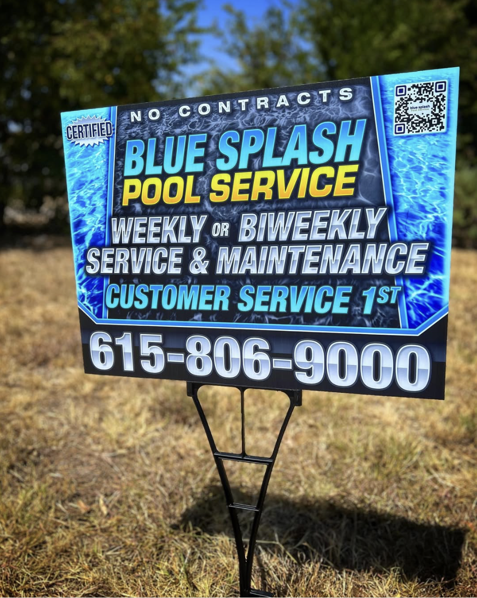 image of Blue Splash Pool Service lawn sign made by Lone Star Signs